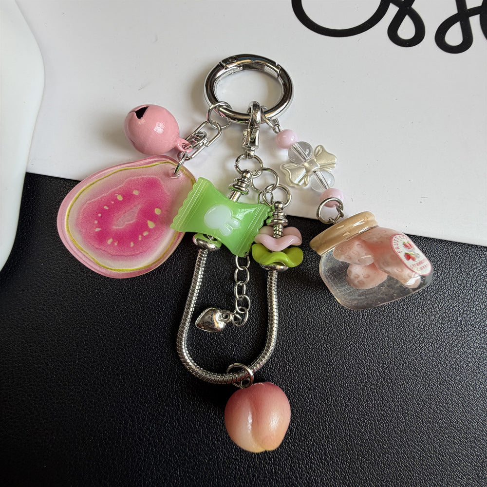 Decorative Strawberry-Themed Charm Keychain Kalsten