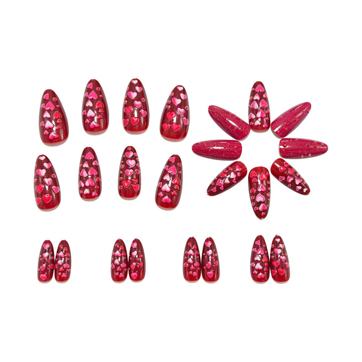 Artificial nails with heart motif and glitter effects Kalsten
