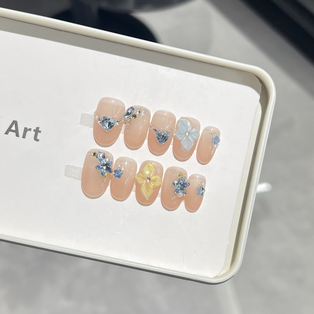 Artistic Floral Press-On Nail Tips Kalsten
