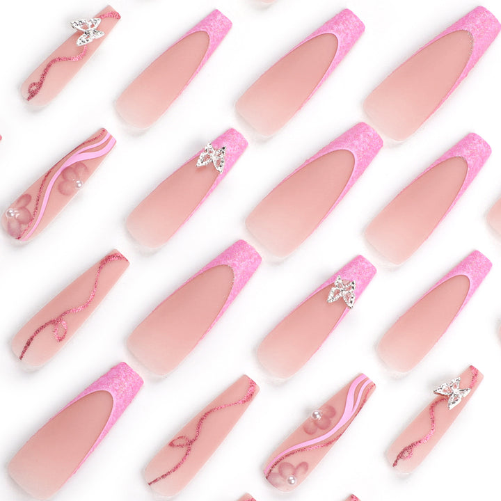 Exquisite Fingernails with Glitter and Decorative Elements Kalsten