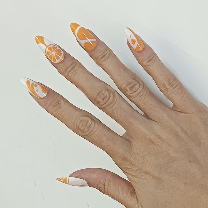 Artificial Nail Set with Fruity Orange Design Kalsten