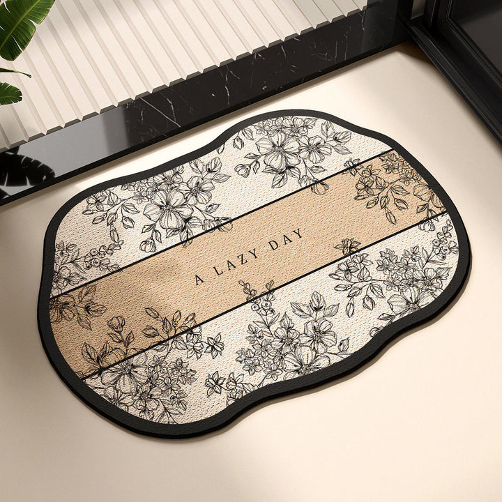 Elegant Floral Print Kitchen Mat