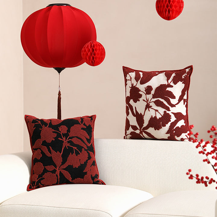 Decorative cushion cover with floral chenille tufting and velvet texture Kalsten
