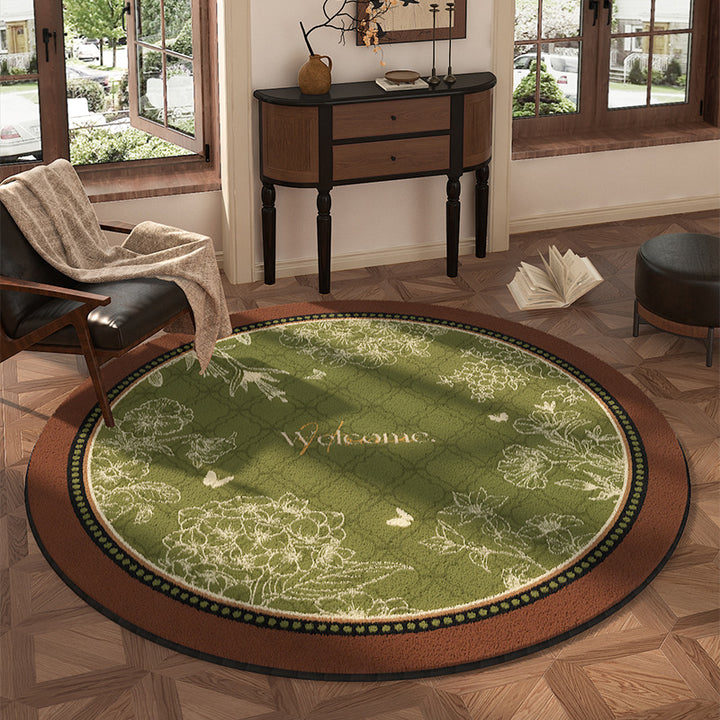 Round Floral Design Area Rug