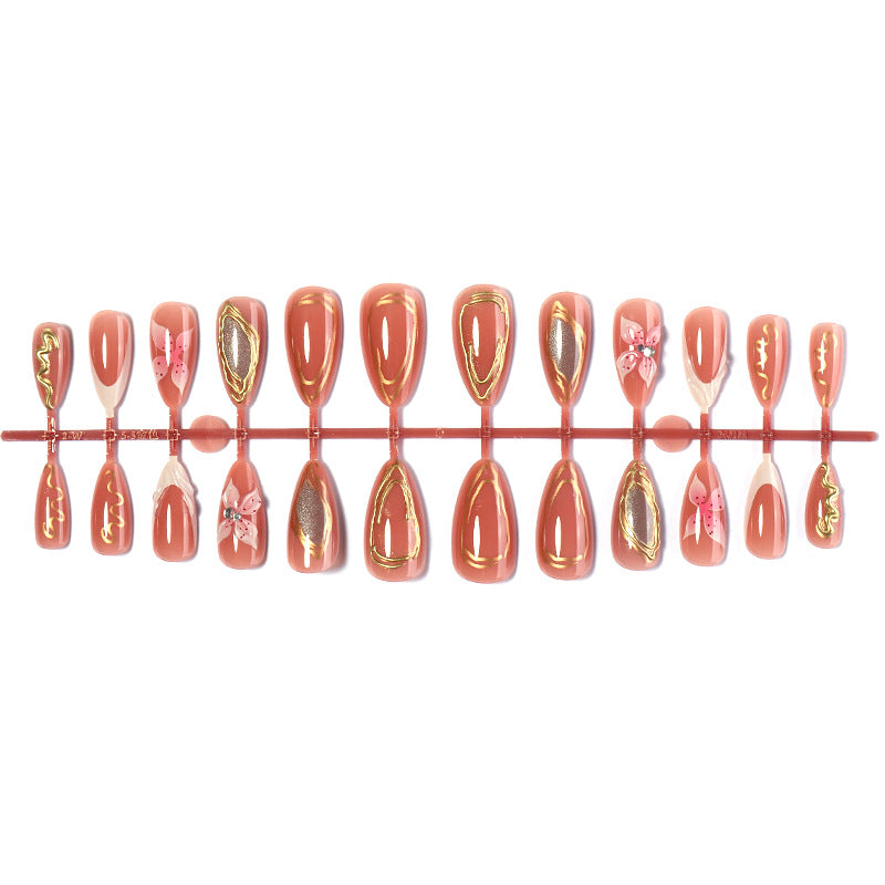 Decorative Press-On Nail Art Set with Floral Embellishments kalsten