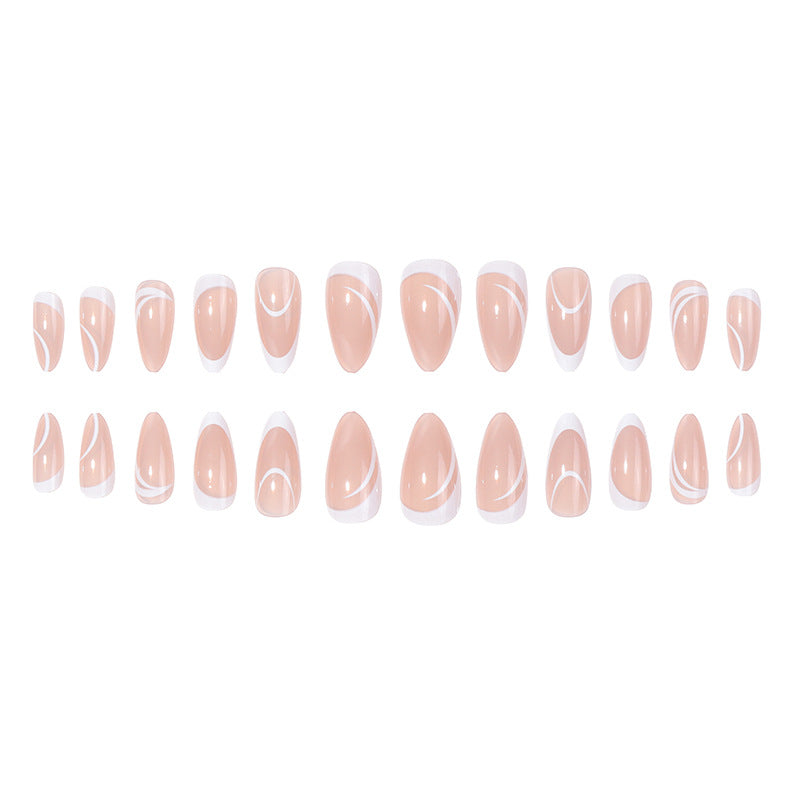 Elegant Stiletto Press-On Nails with Artistic French Tips Kalsten