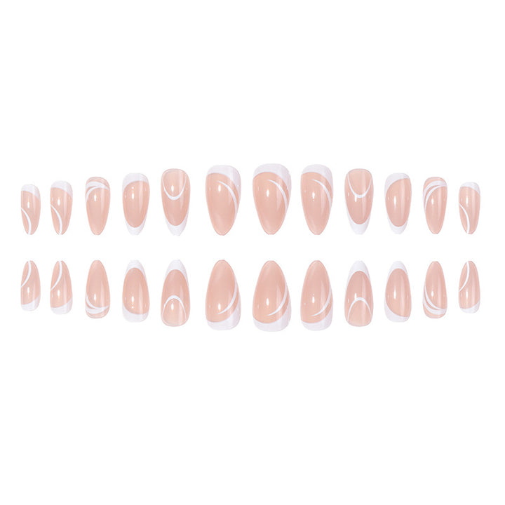 Elegant Stiletto Press-On Nails with Artistic French Tips Kalsten