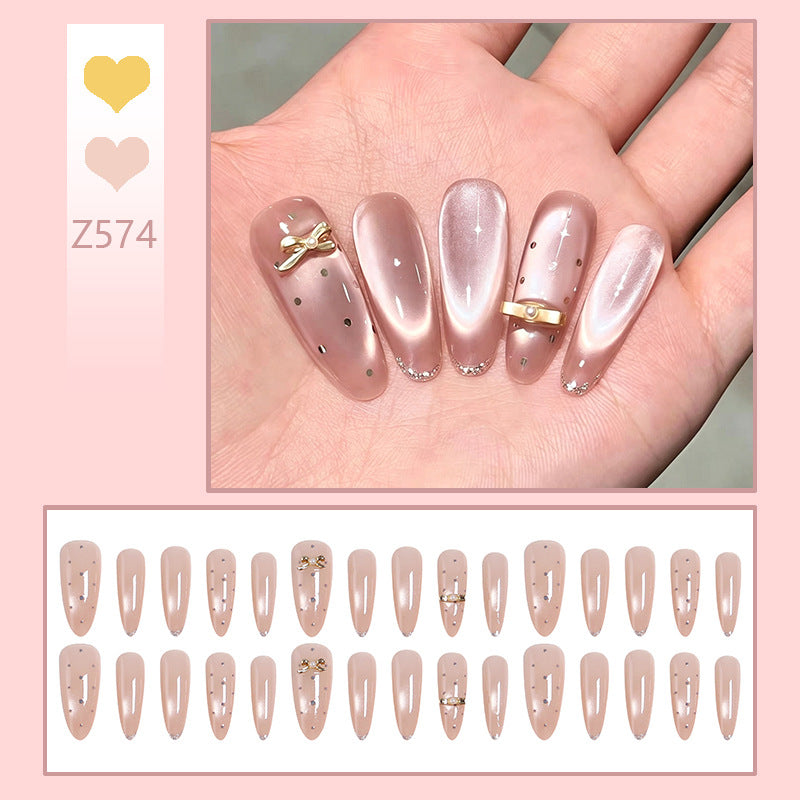 Acrylic nail set with elegant jewelry details Kalsten
