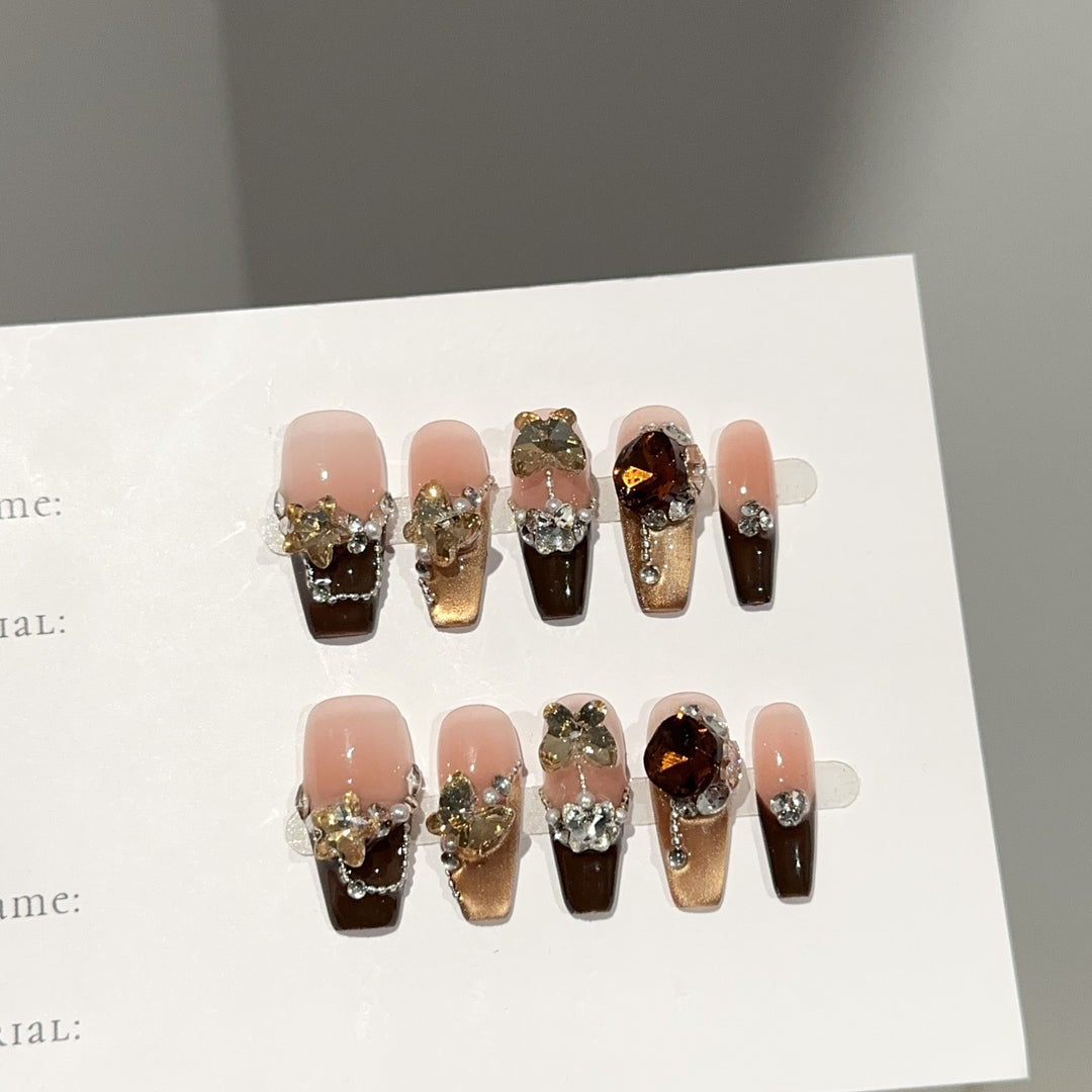 Glamorous Floral Embellished Press-On Nail Art Set
