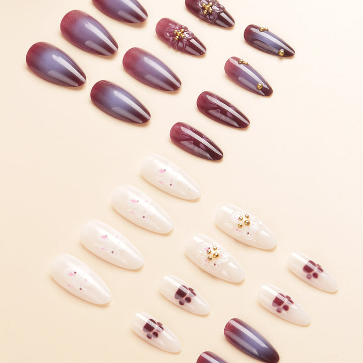 Floral Embellished Stiletto Nail Art Kalsten