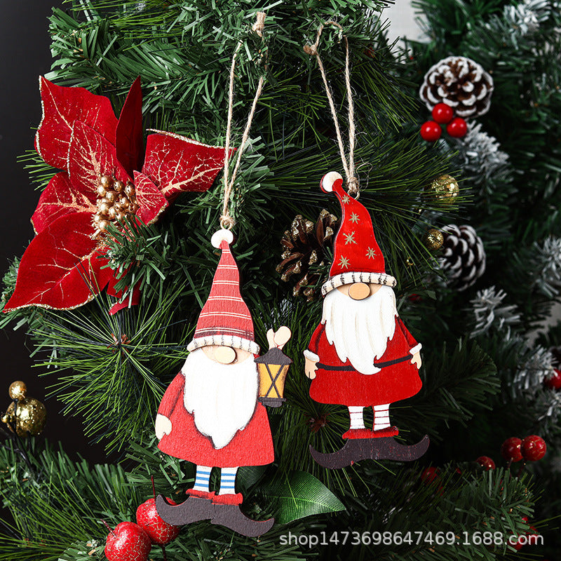Decorative Wooden Santa Gnome Ornament
