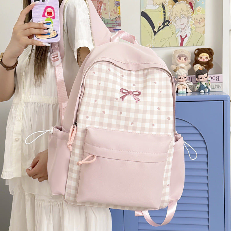 Checked Patterned School Backpack Kalsten