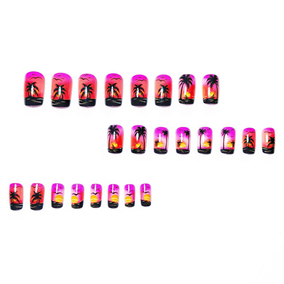 Artificial nails with tropical beach motif Kalsten
