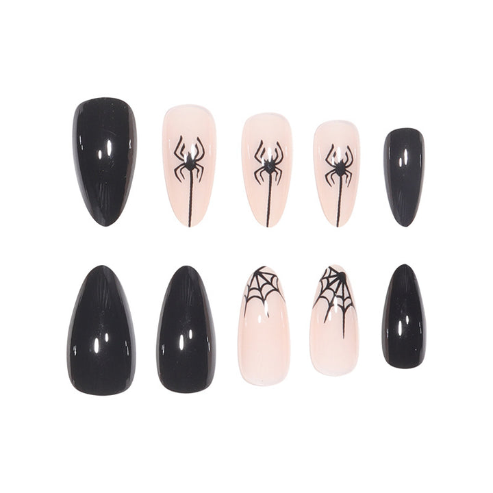 Halloween-Themed Spider and Web Nail Art Extensions Kalsten