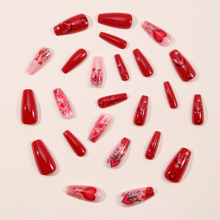 Romantic Floral Heart Nail Art Extensions Kalsten