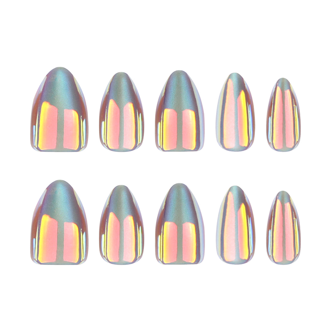 Shiny stiletto nails with exciting design Kalsten