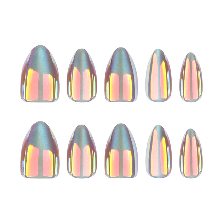 Shiny stiletto nails with exciting design Kalsten