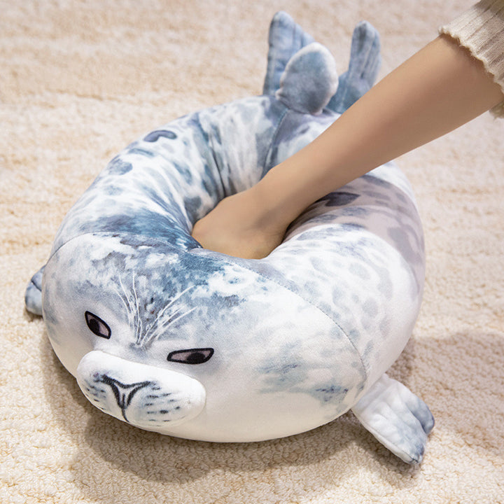 Oversized Round Seal Body Pillow with Weighted Core and Embroidered Anime Face Kalsten