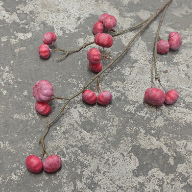 Artificial decorative branch with dried-looking pumpkin balls and flexible wire stem