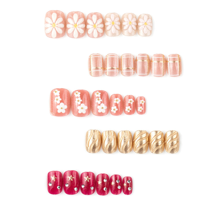 Elegant Floral-Themed Press-On Nail Art Set
