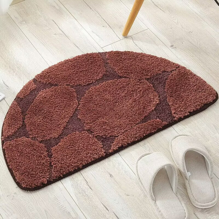Plush Geometric Half-Circle Bath Mat