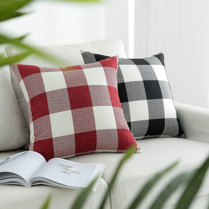 Buffalo Check Square Throw Pillow Covers with Hidden Zipper