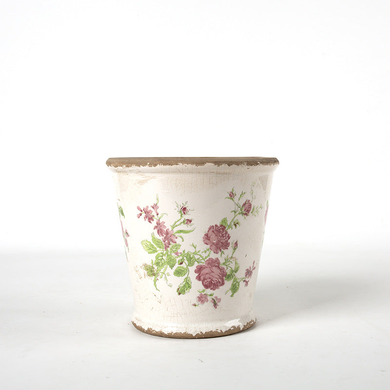 Decorative ceramic flower pot with floral design Kalsten