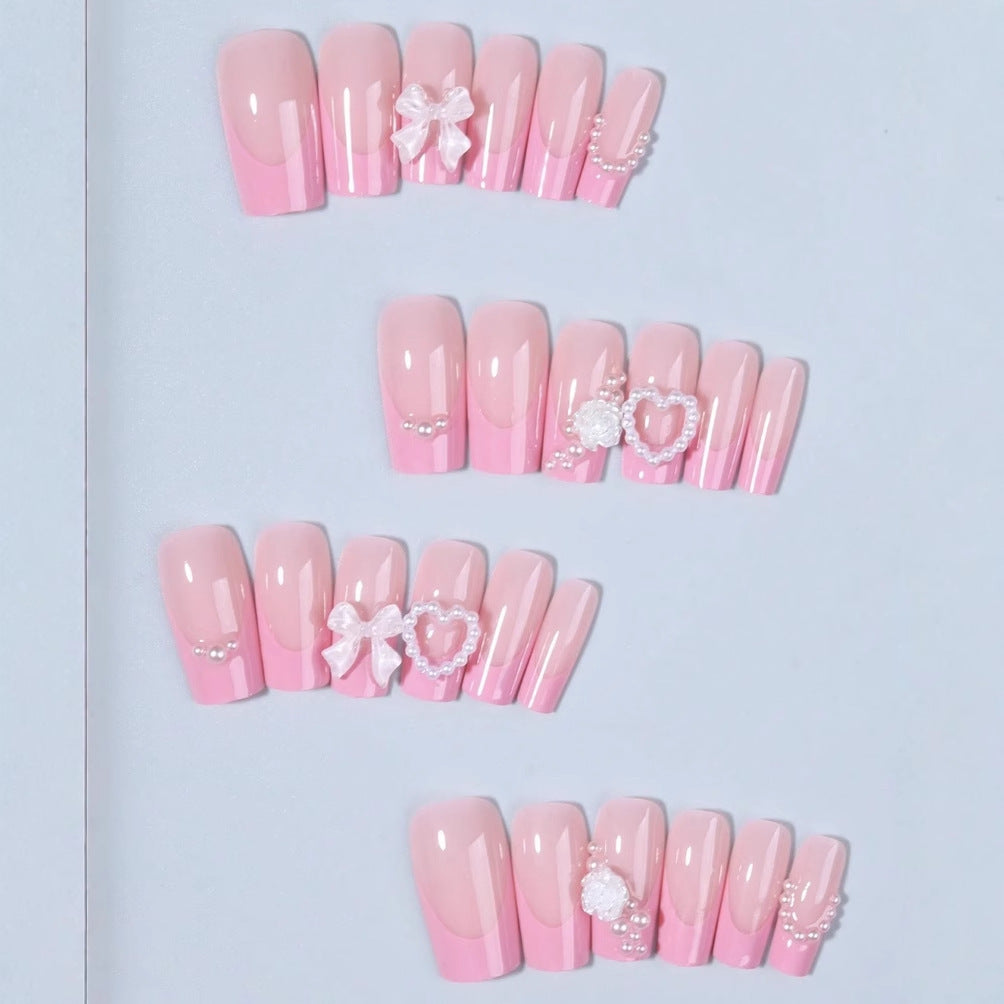 Artificial nail set with romantic heart and flower decorations Kalsten