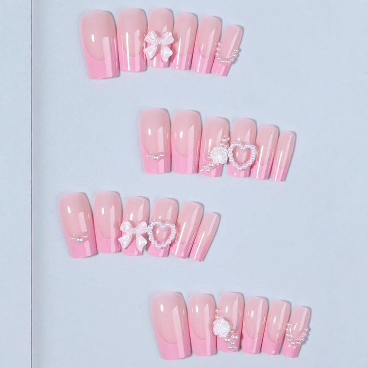 Artificial nail set with romantic heart and flower decorations Kalsten