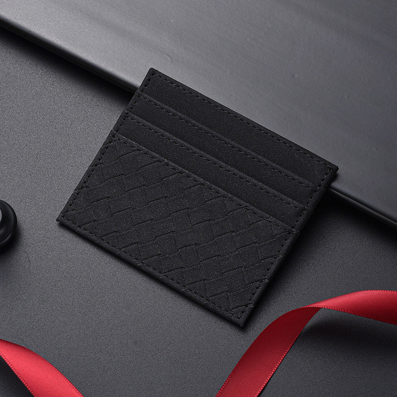 Textured Leather Card Holder Wallet