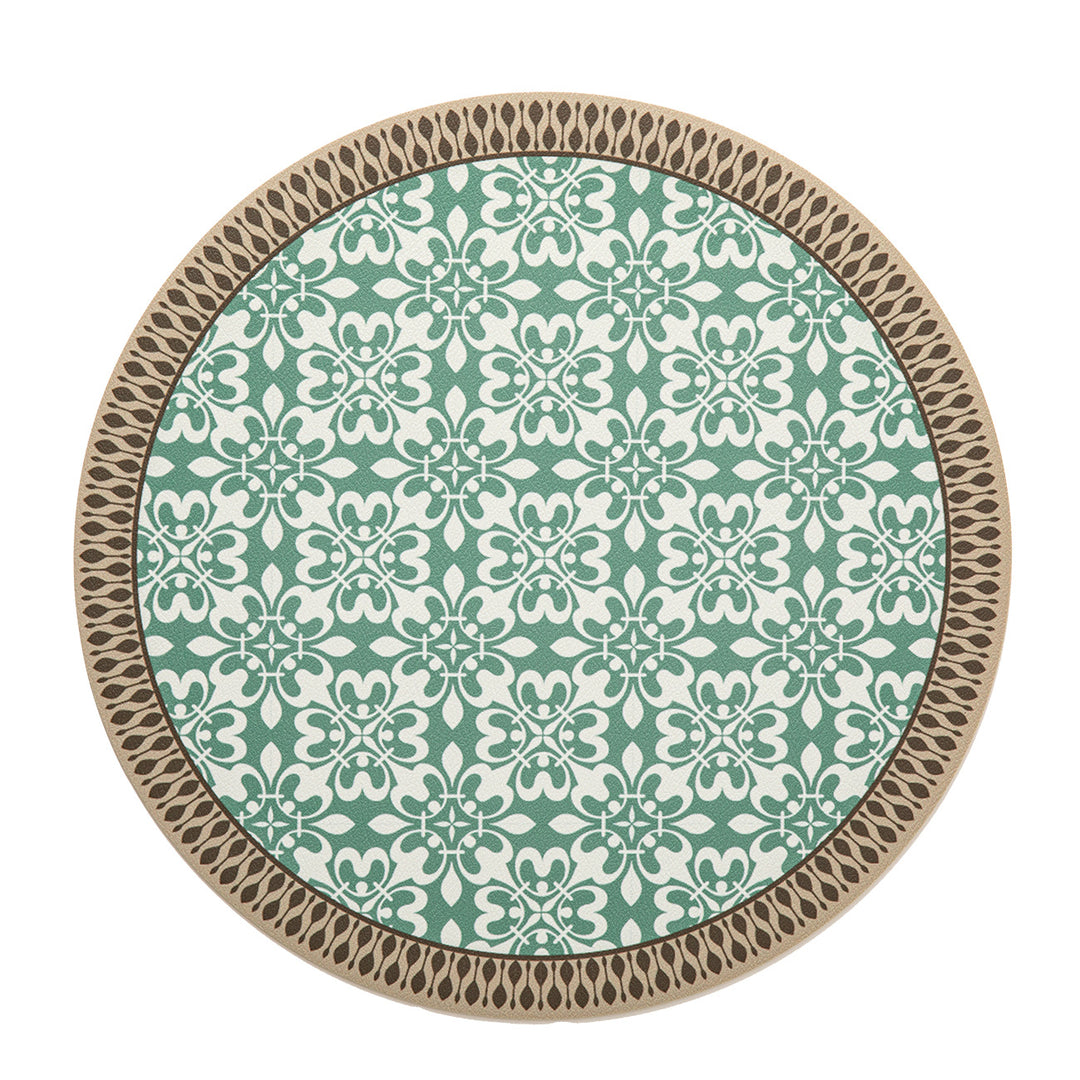 Beef woven area rug with floral ornamentation and animal motif