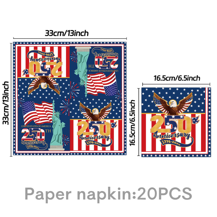 Unisex decorative paper napkins set anniversary motif USA square disposable Kalsten