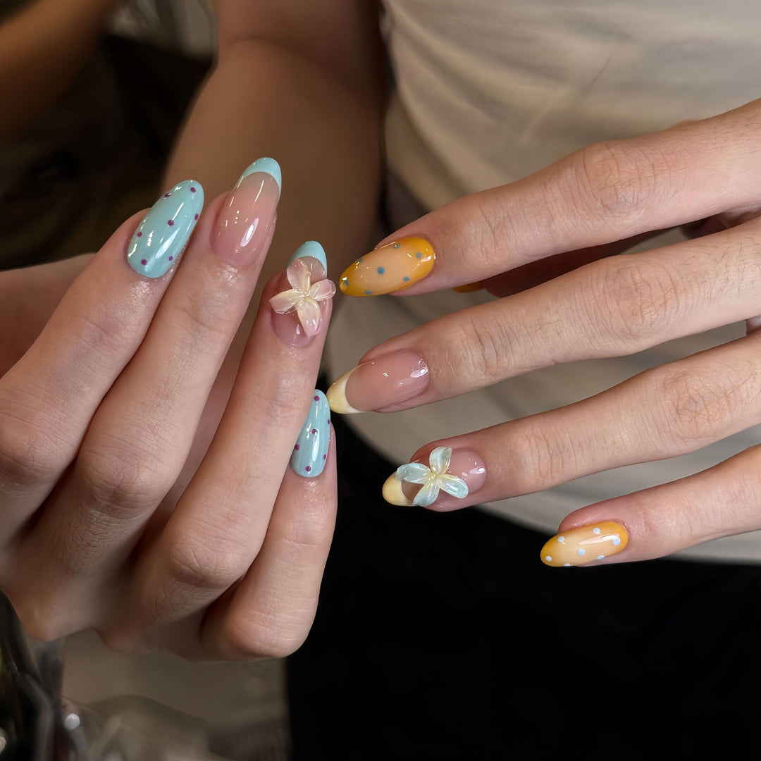 Artificial Hand Nail Art with Floral Accents Kalsten