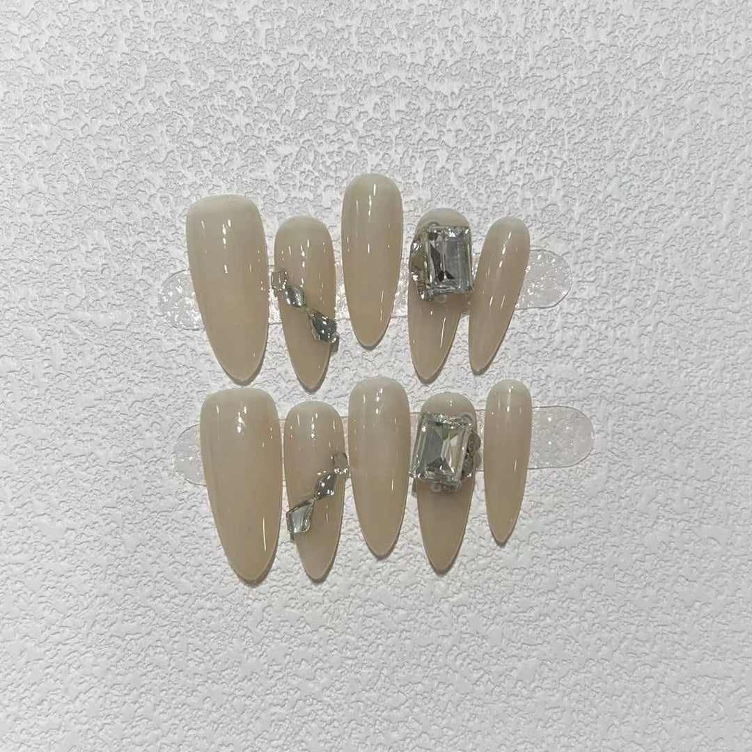 Elegant Stiletto Press-On Nail Set with Rhinestone Accents Kalsten