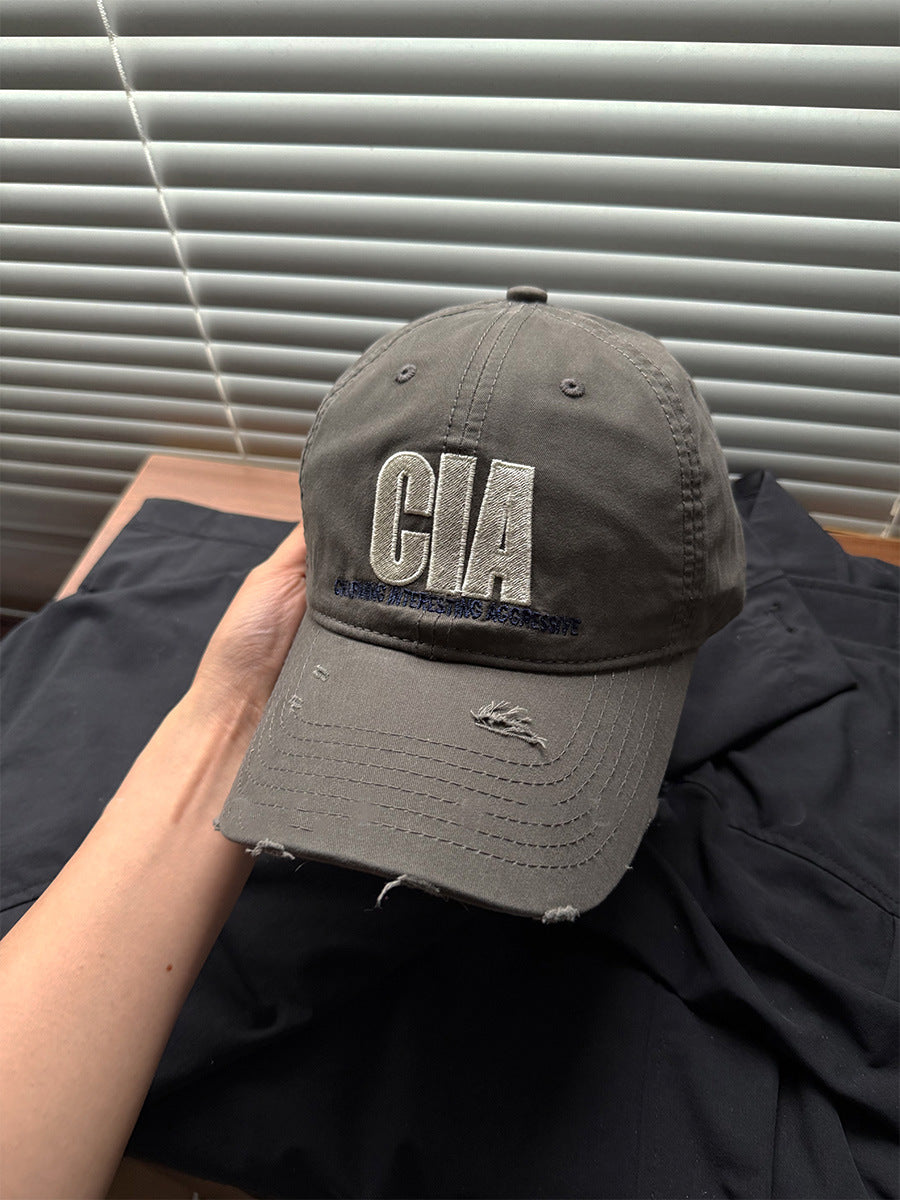 Distressed Cotton Logo Baseball Cap