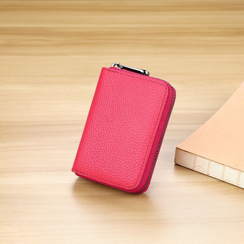 Sleek Zippered Leather Credit Card Holder Kalsten