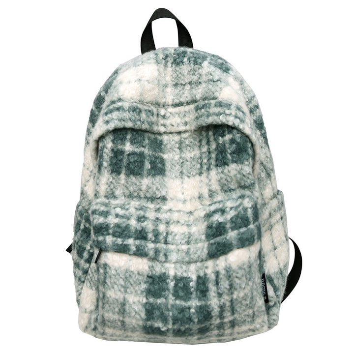 Cozy Fleece Checkered School Backpack Kalsten