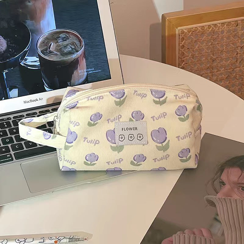 Floral-Themed Zippered Pencil Case