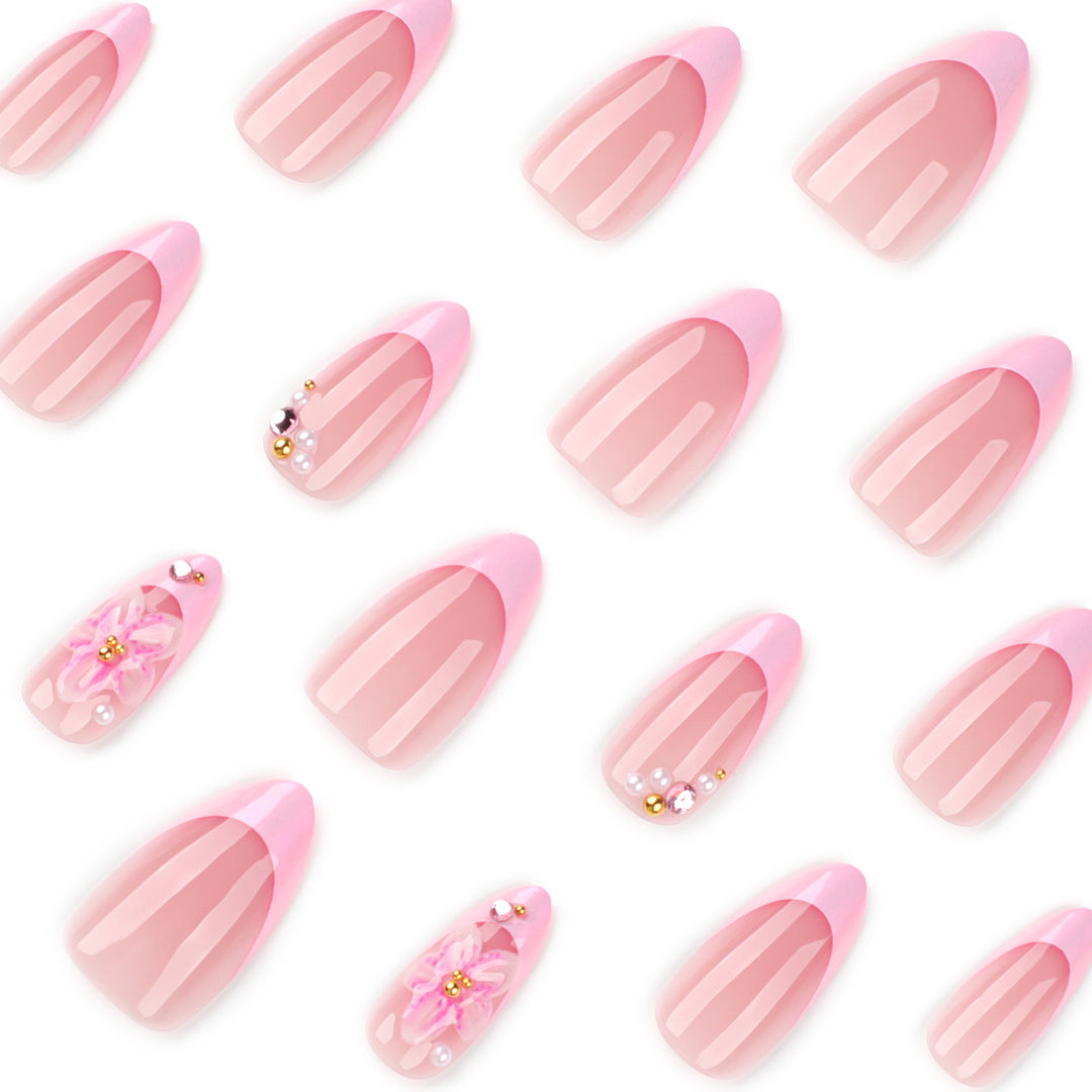 Artful Nail Extensions with Elegant Floral Design Kalsten