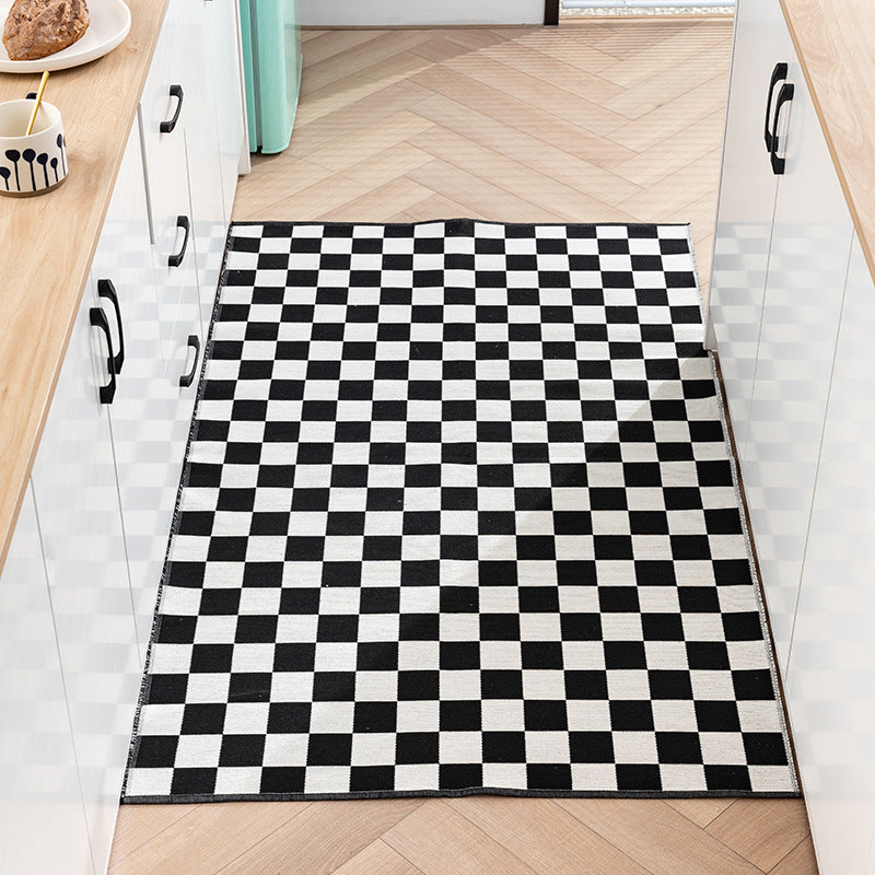 Flat-woven living room runner rug with geometric semicircle design and PVC anti-slip backing Kalsten