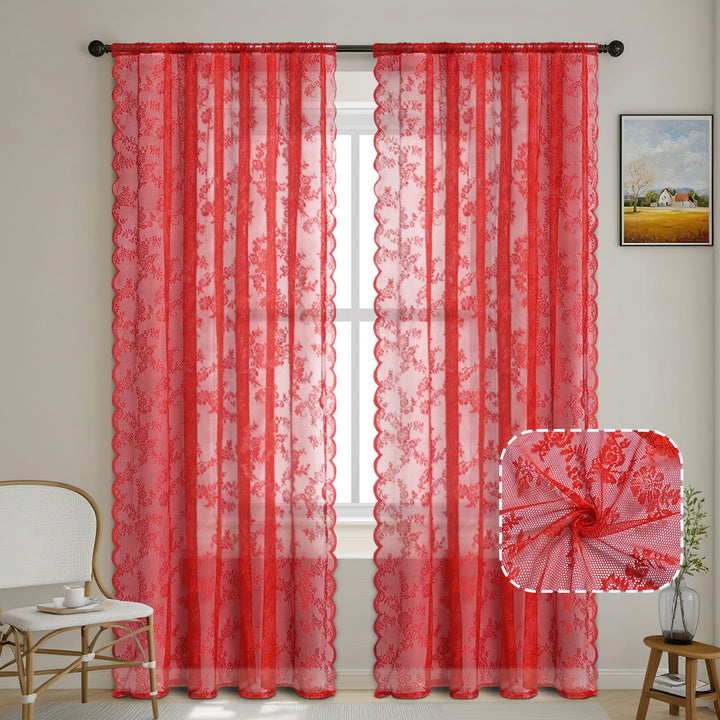 Elegant Floral Lace Window Drapes