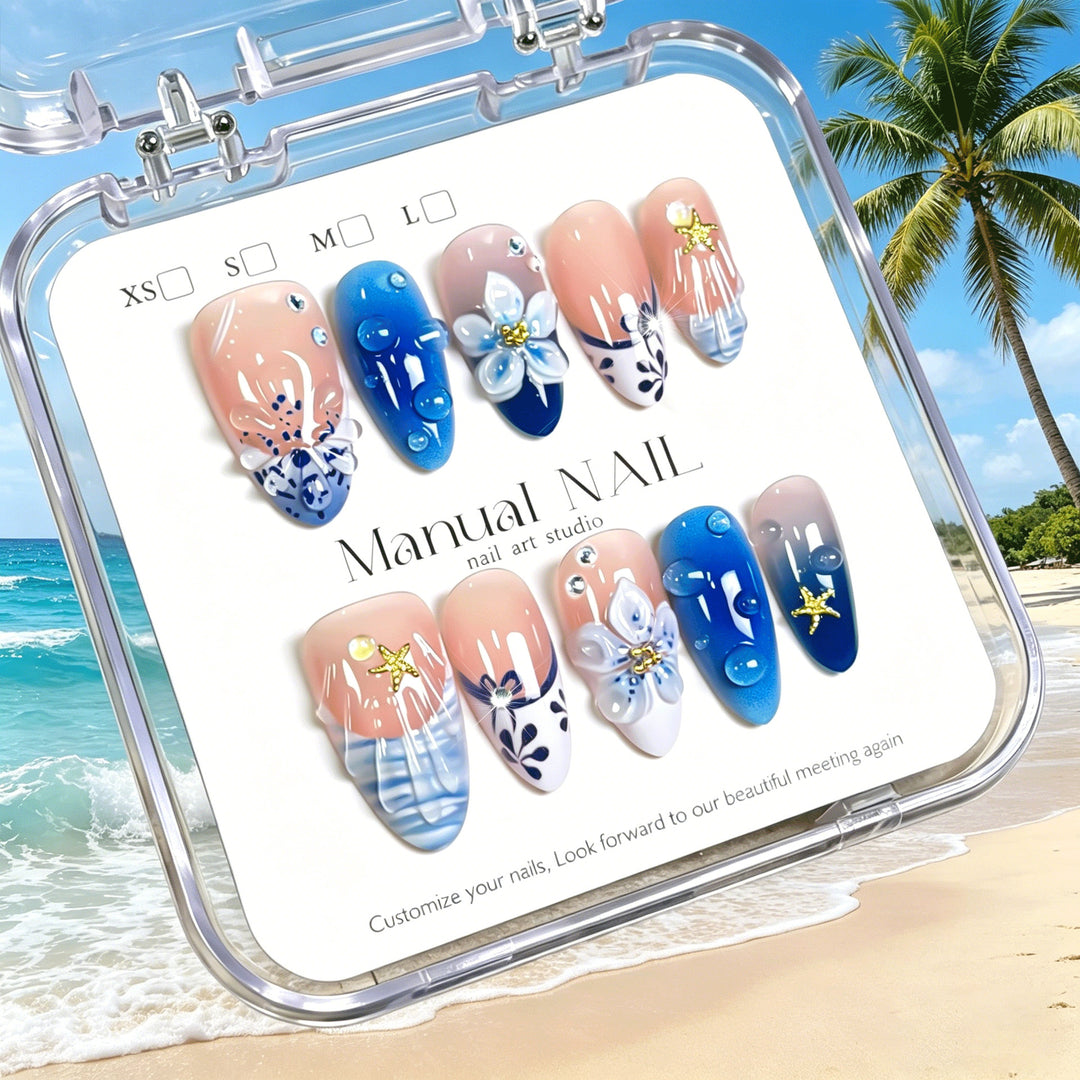Artistic Floral Press-On Nail Set Kalsten