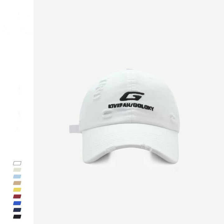 Distressed Cotton Baseball Cap with Adjustable Strap