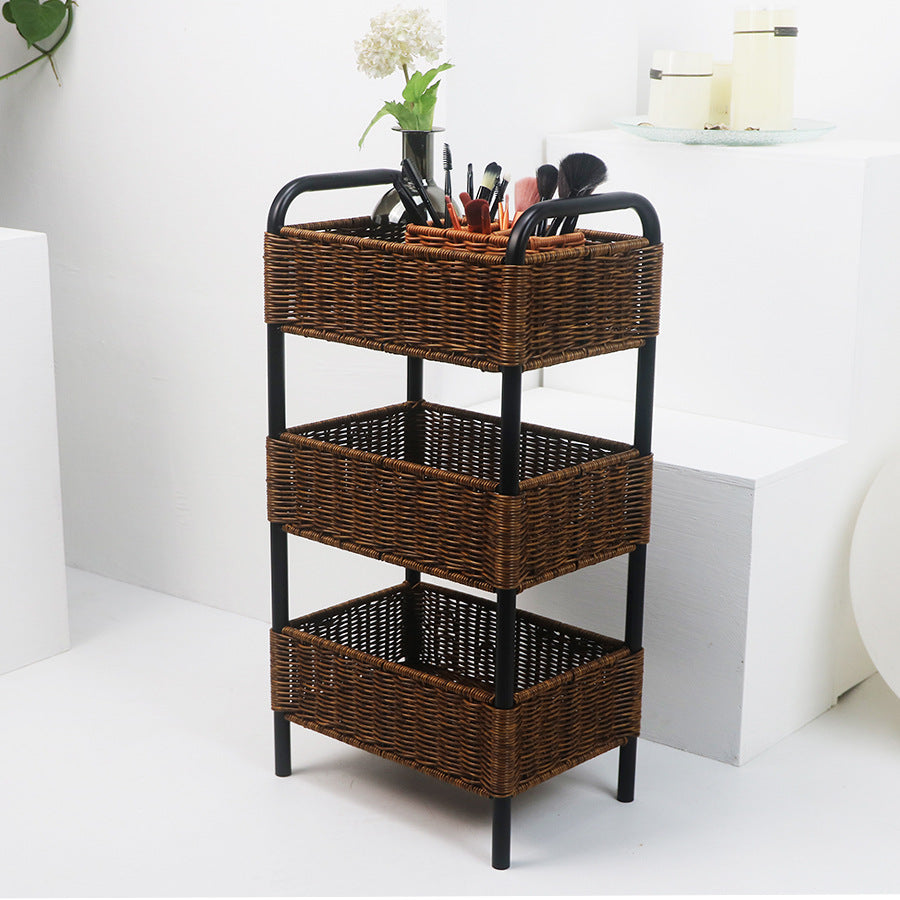 Multi-Tier Woven Storage Organizer with Metal Frame Kalsten