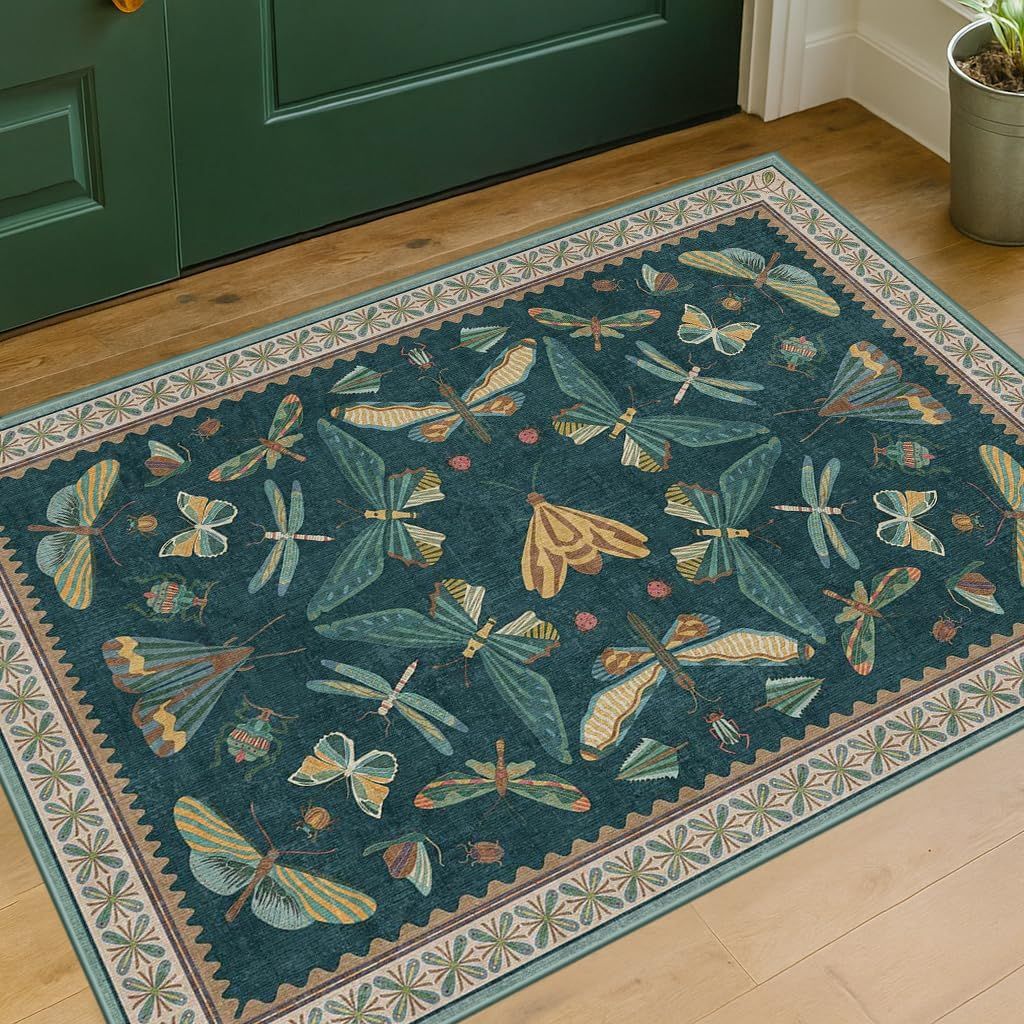 Floral-Patterned Kitchen Area Mat
