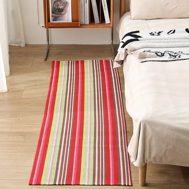 Flat woven bed runner and carpet runner with vibrant checked design Kalsten