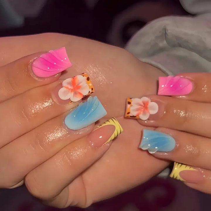 Tropical Floral Acrylic Nail Art Set Kalsten