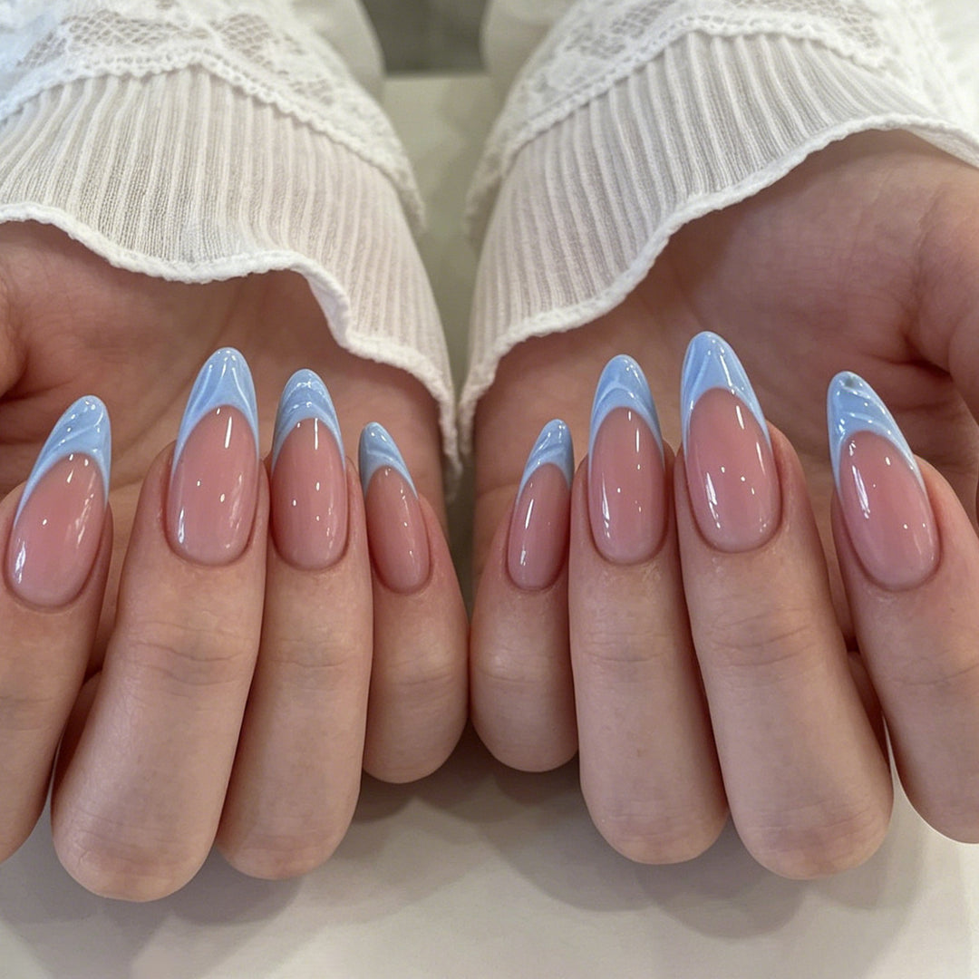 Elegant Almond-Shaped French Tip Nail Enhancements Kalsten