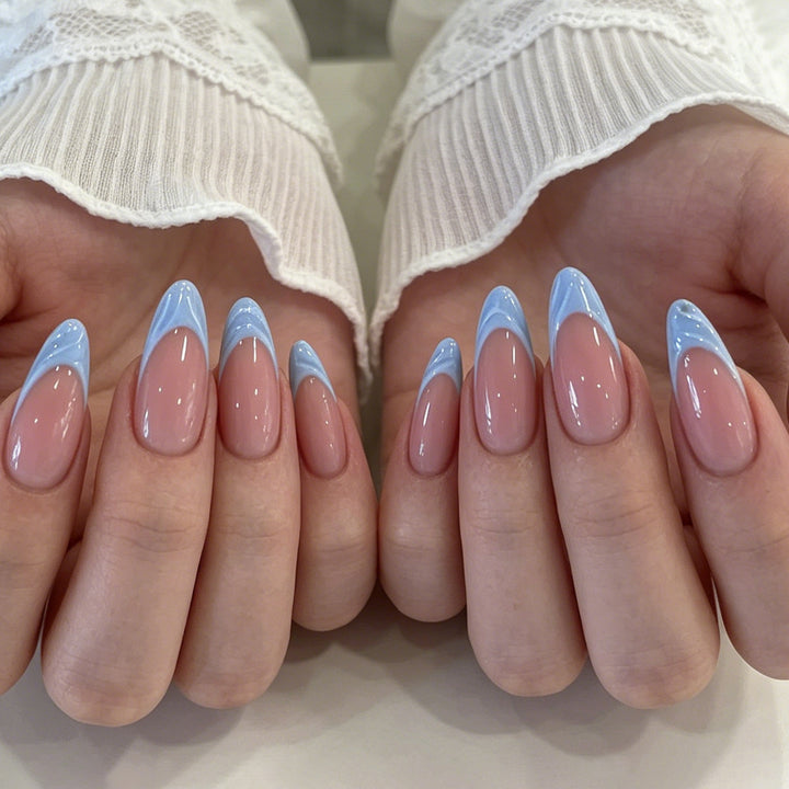 Elegant Almond-Shaped French Tip Nail Enhancements Kalsten
