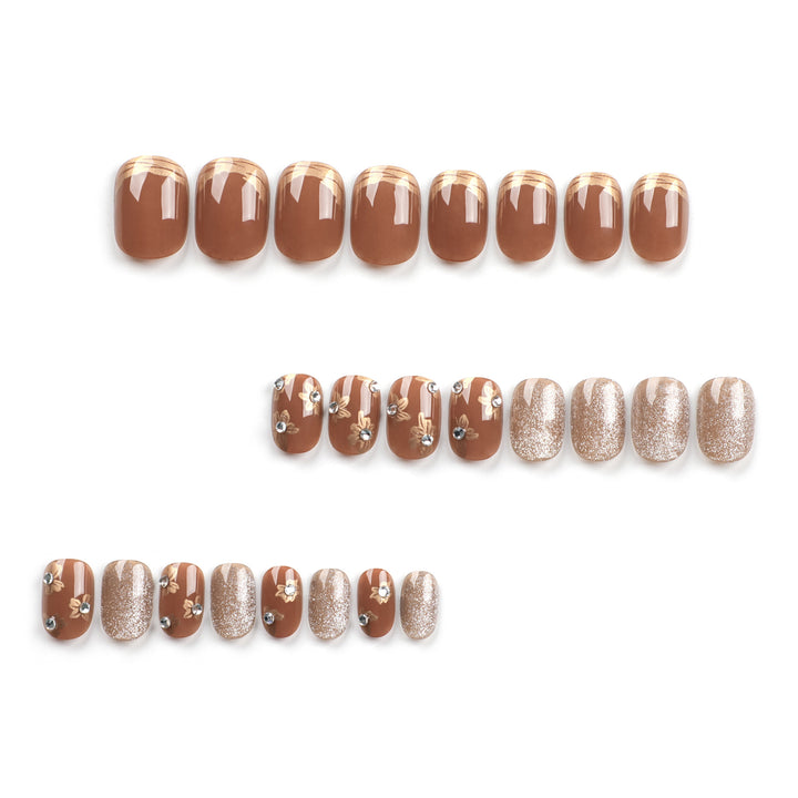 Elegant Nail Decoration with Glitter and Floral Accents Kalsten